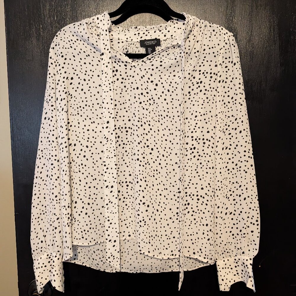 White and Black polka-dot blouse